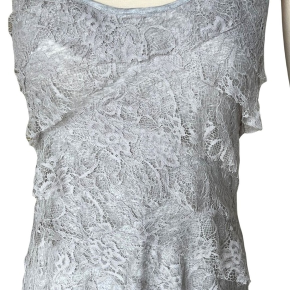 Express Grey Layered Shimmery Lace Front Tank Size Medium NWT - Picture 2 of 8
